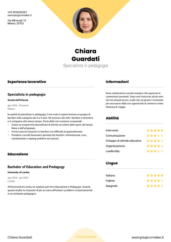 CV esperienza leggera