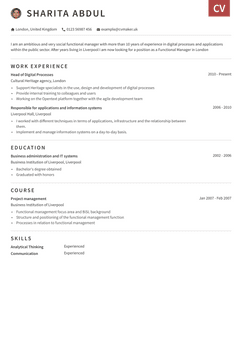 Kies voor template Otago en maak een professioneel cv